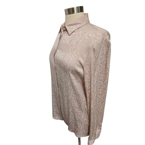 Just Cavalli Womens Button Front Blouse Size 42/ Medium Pink Snakeskin Print - Picture 6 of 8